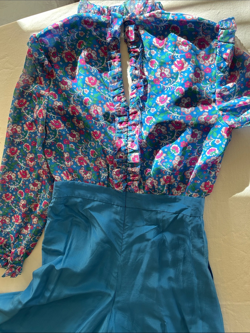 Boden Floral Blue Wide-Leg Jumpsuit Pants - Picture 11 of 11